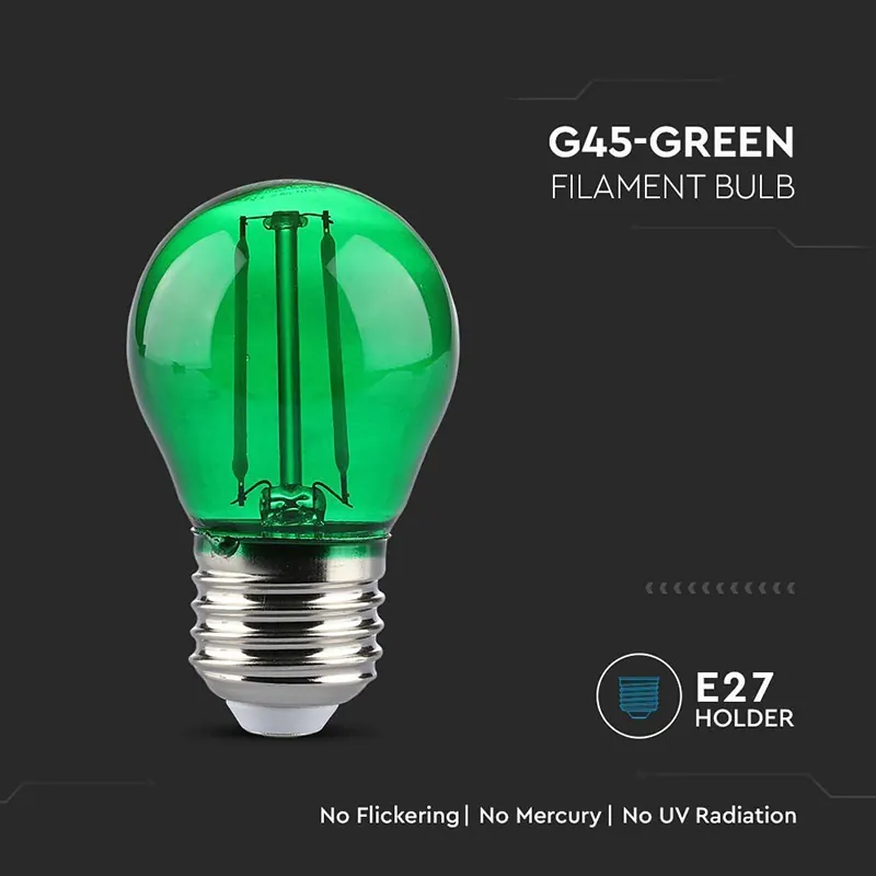 Bec LED G45 E27 2W cu Filament Lumina Verde