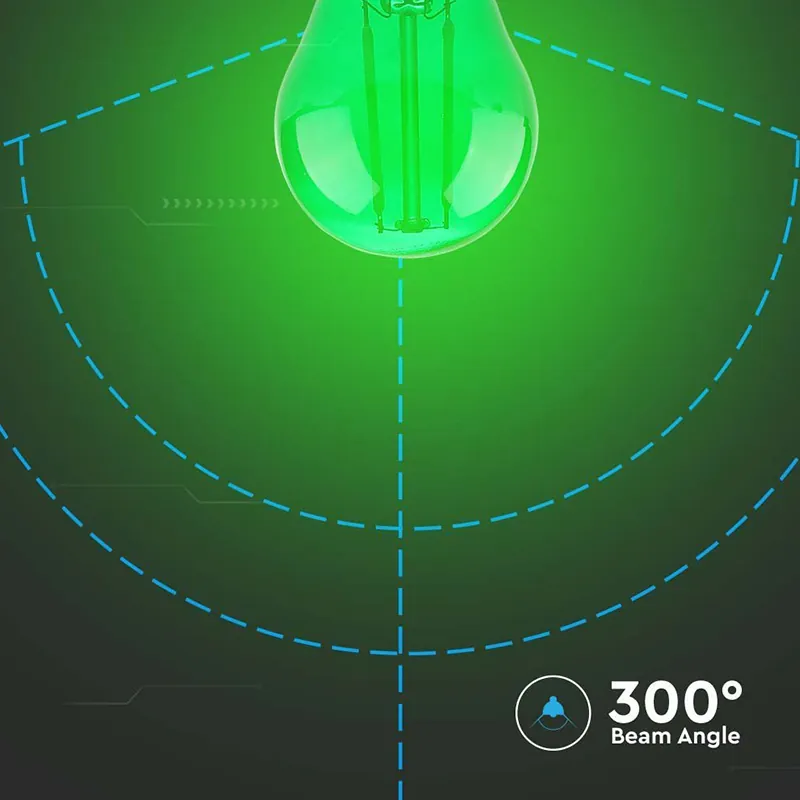 Bec LED G45 E27 2W cu Filament Lumina Verde