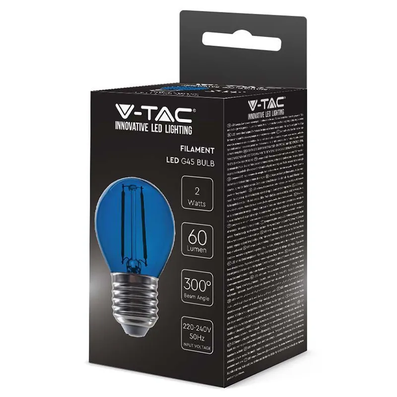 Bec LED G45 E27 2W cu Filament Lumina Albastra