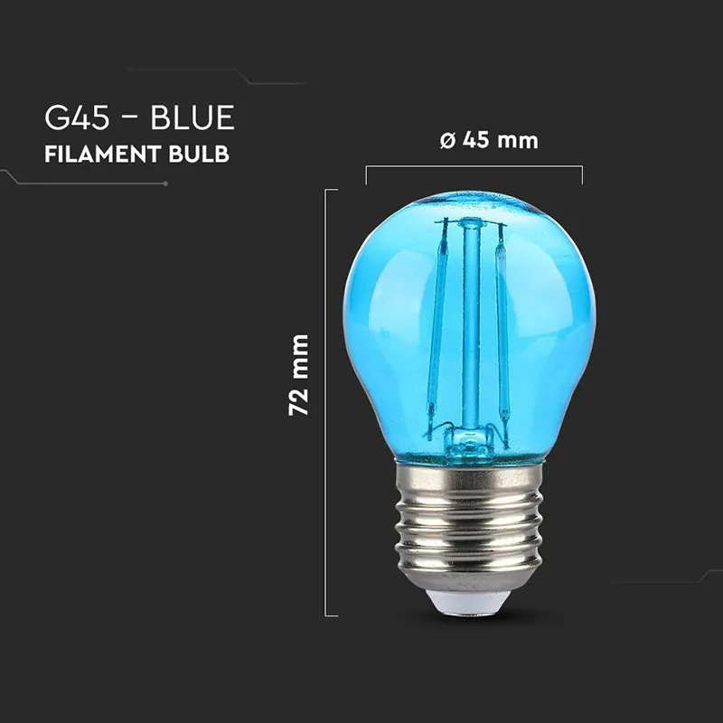Bec LED G45 E27 2W cu Filament Lumina Albastra