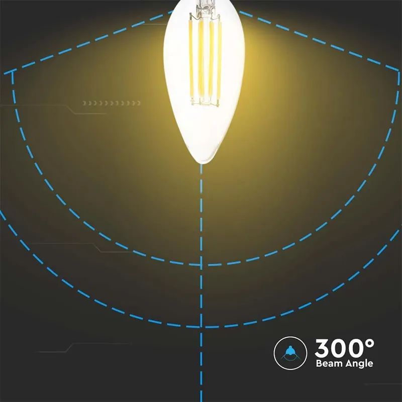 Bec LED E14 6W cu Filament 3000K Alb Cald