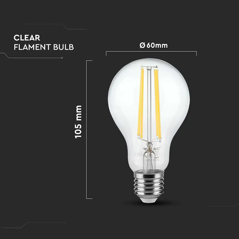 Bec A60 E27 Filament LED 12W 3000K Alb Cald