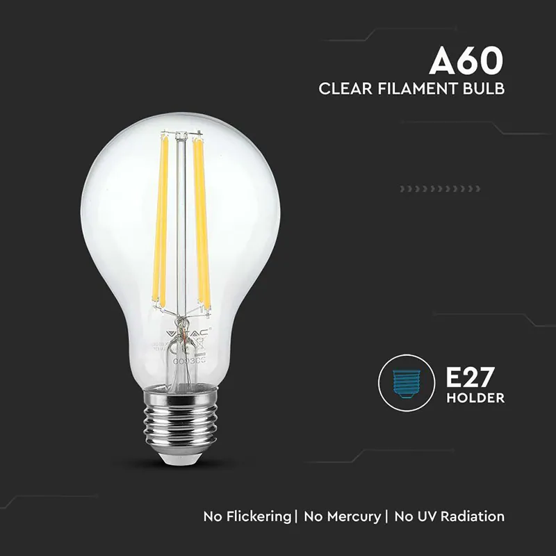 Bec A60 E27 Filament LED 12W 3000K Alb Cald