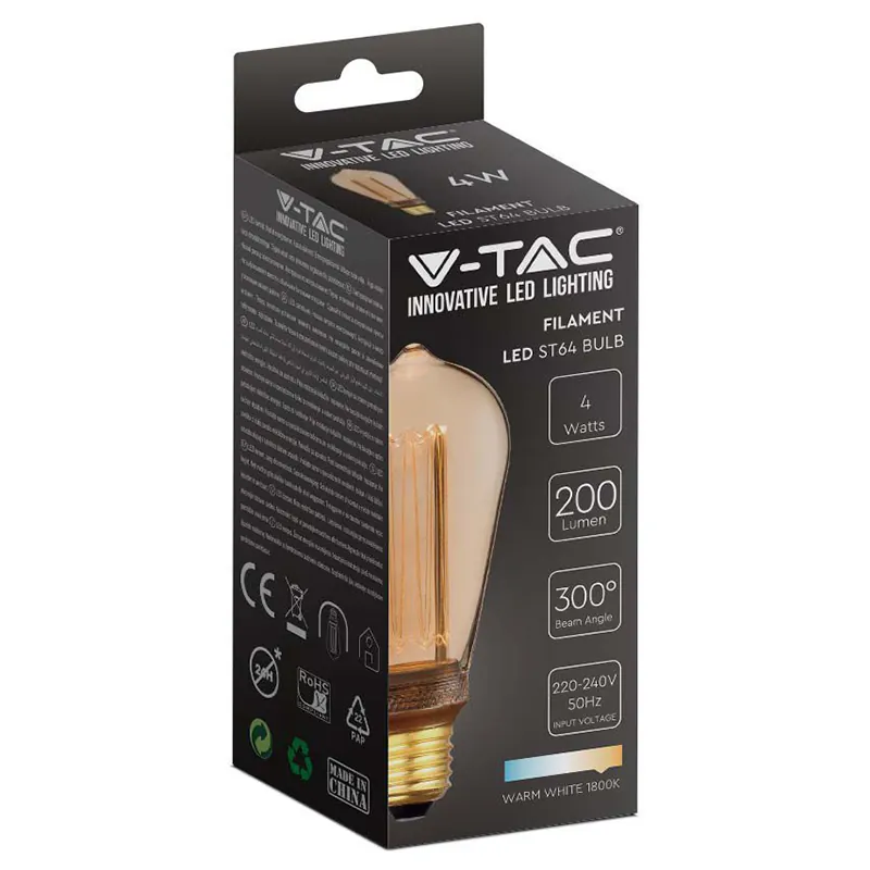 Bec LED ST64 E27 4W cu FILAMENT1800K Model Edison