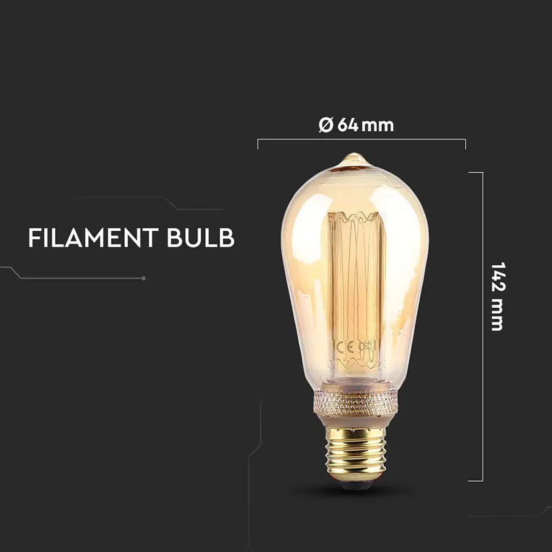 Bec LED ST64 E27 4W cu FILAMENT1800K Model Edison
