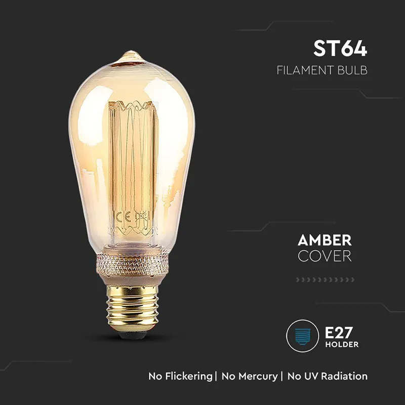 Bec LED ST64 E27 4W cu FILAMENT1800K Model Edison