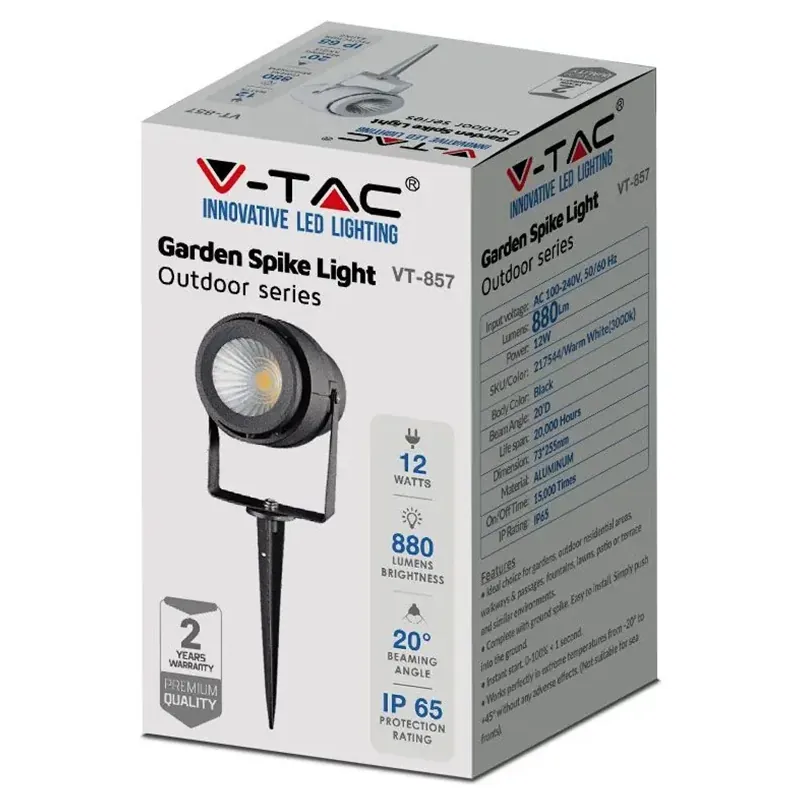 Lampa Gradina IP65 12W 4000K Alb Neutru - Negru