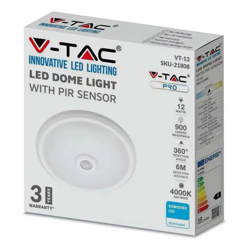 Plafoniera LED 12W IP20 Senzor de Miscare 6400K Alb Rece