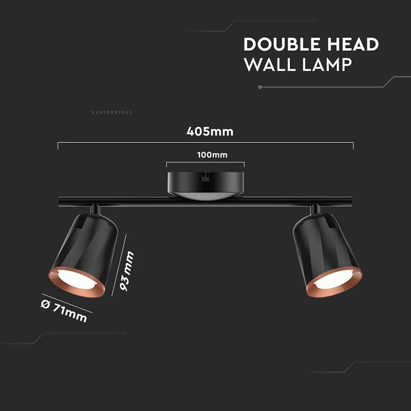 Lampa LED Montaj Perete 2X6W 4000K Alb Neutru - Negru