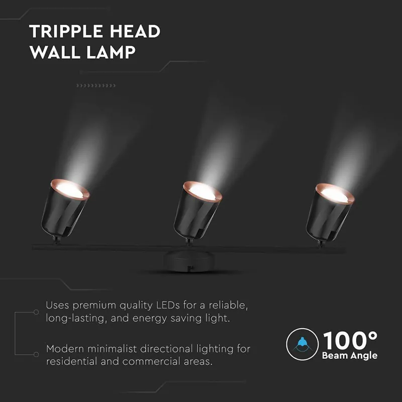 Lampa LED Montaj Perete 18W 4000K Alb Neutru, Negru