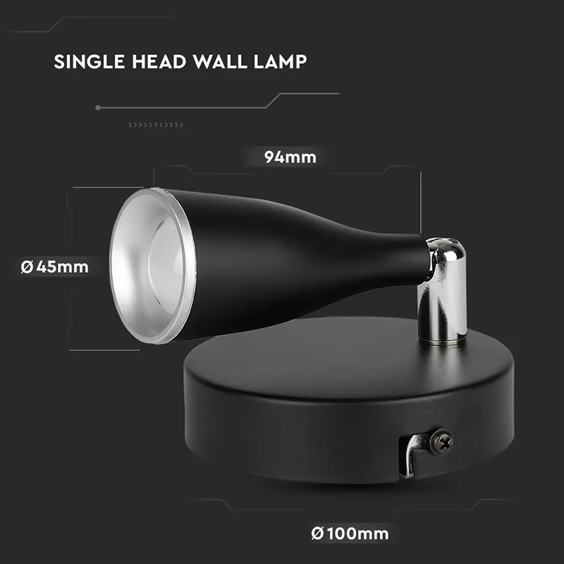 Lampa LED Montaj Perete 4.5W 4000K Alb Neutru - Negru