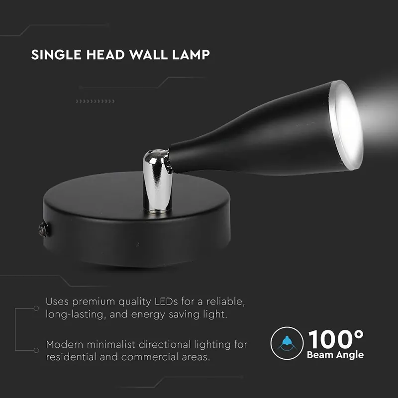 Lampa LED Montaj Perete 4.5W 4000K Alb Neutru - Negru