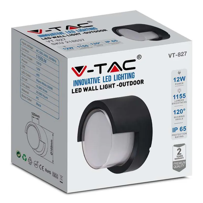 Lampa LED 12W IP65 4000K Alb Neutru - Negru