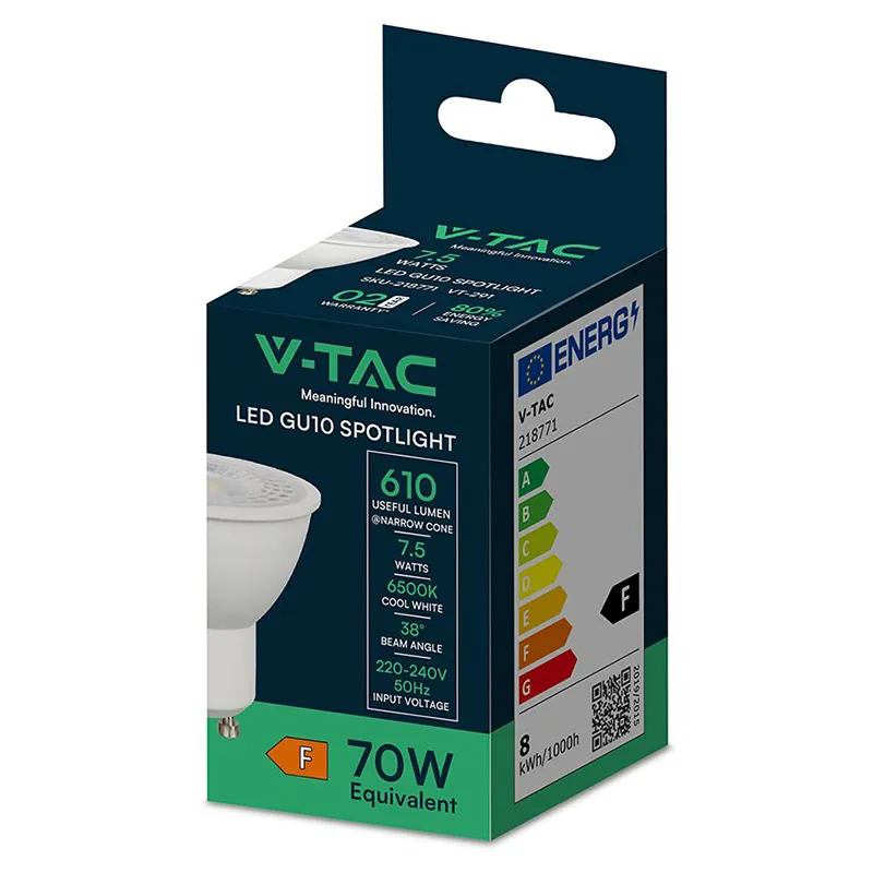 Bec Spot LED GU10 7.5W 220-240V 6400K Alb Rece