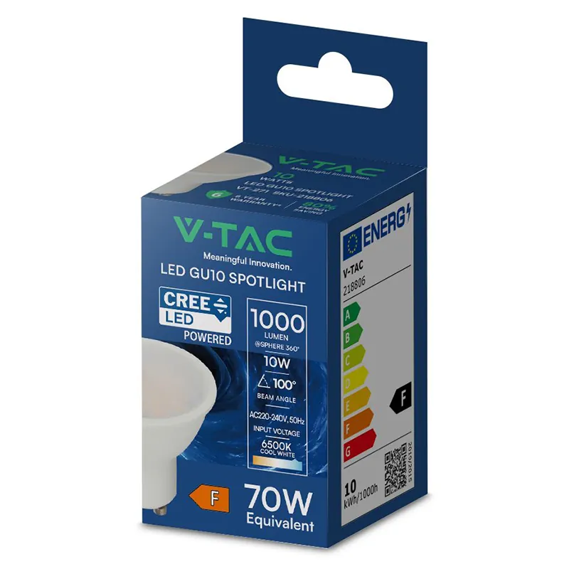 Bec Spot LED GU10 10W 3000K Alb Cald, Cip Cree