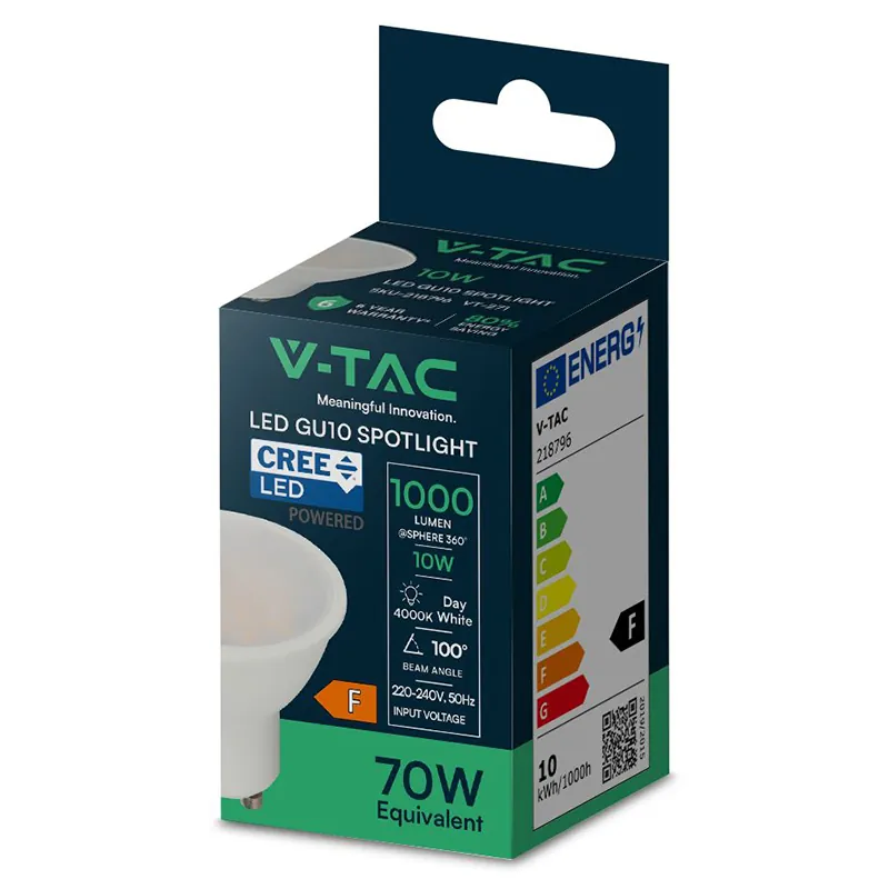Bec Spot LED GU10 10W 4000K Alb Neutru, Cip Cree