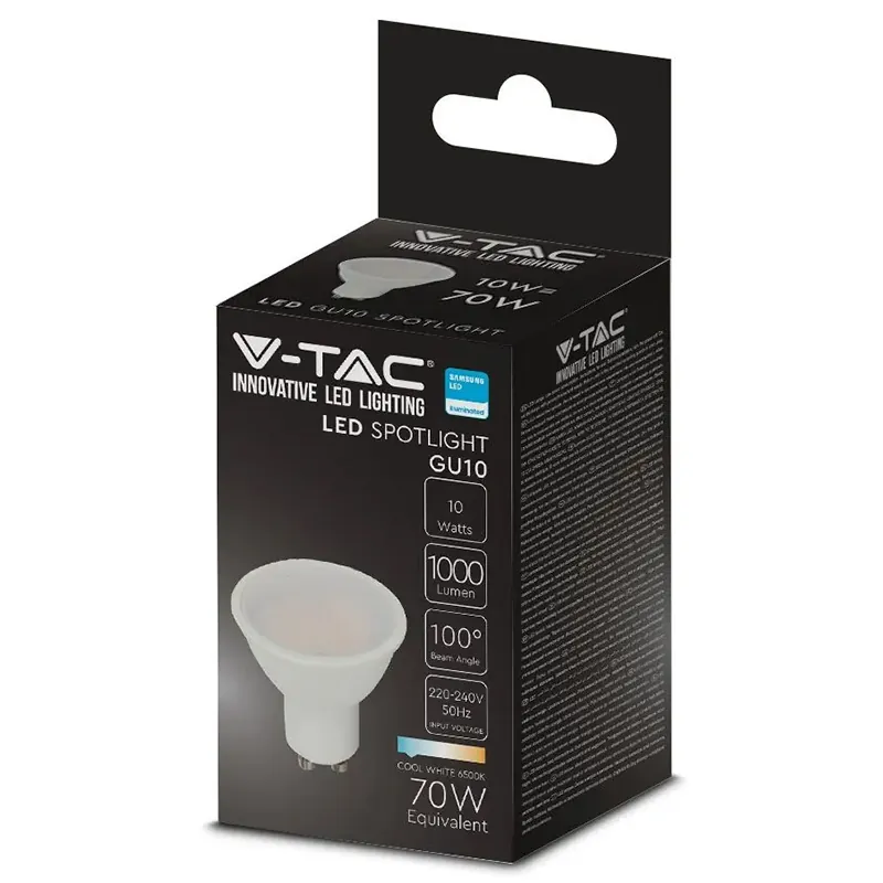 Bec Spot LED GU10 10W 6500K Alb Rece, Cip Samsung