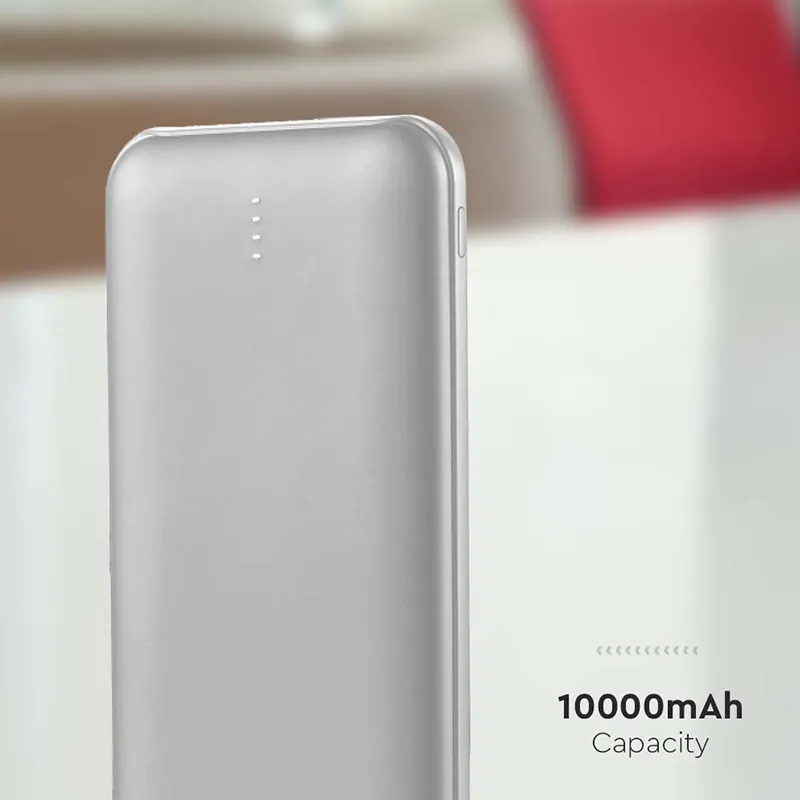 Power Bank 10000MAH cu Cablu 30CM Tip C  -  Argintiu