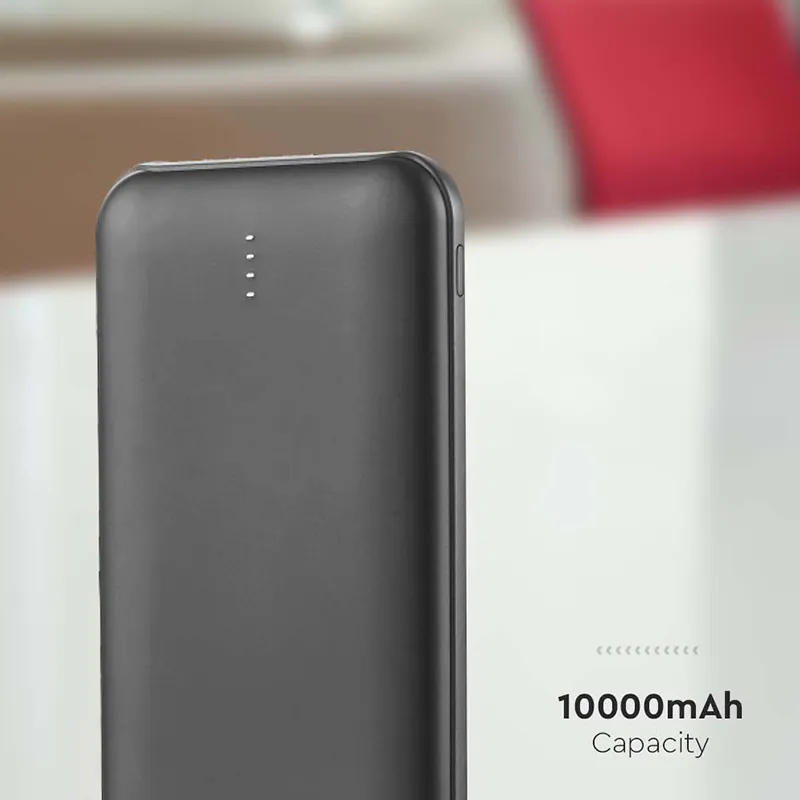 Power Bank 10000MAH cu Cablu 30CM Tip C  -  Negru
