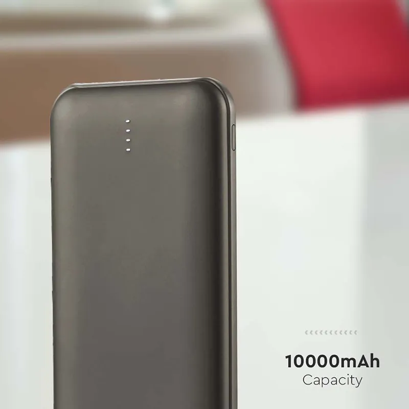 Power Bank 10000MAH cu Cablu 30CM Tip C  -  Gri Antracit
