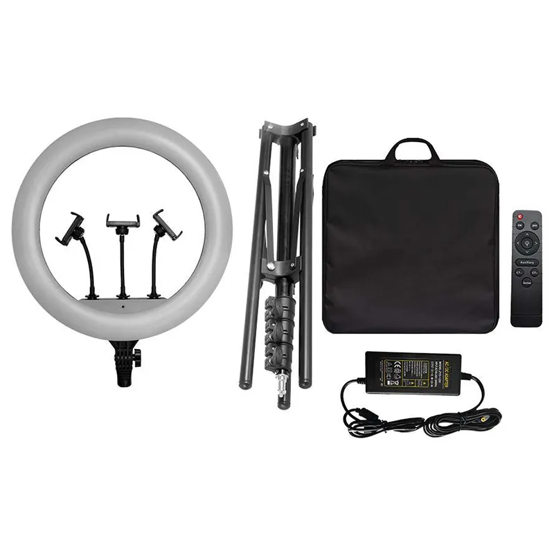 Selfie Ring Light 55W cu Trepied si Suport 3 Telefoane