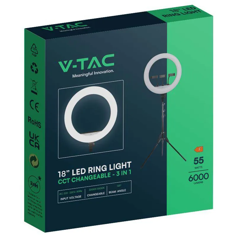 Selfie Ring Light 55W cu Trepied si Suport 3 Telefoane