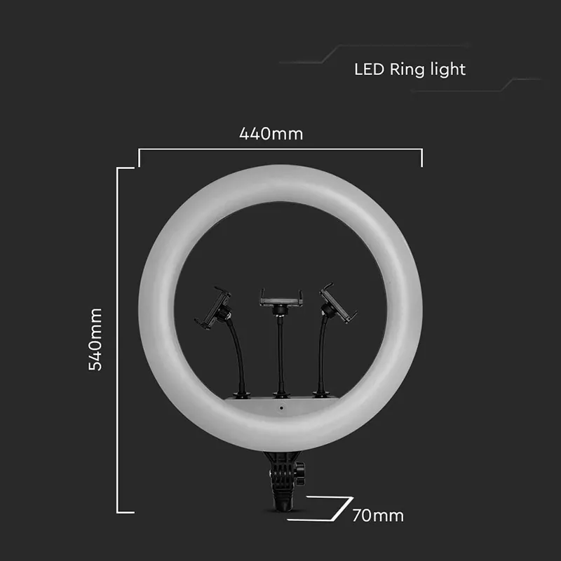 Selfie Ring Light 55W cu Trepied si Suport 3 Telefoane