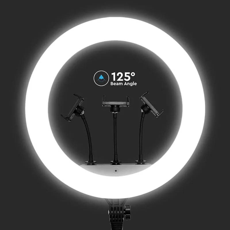 Selfie Ring Light 55W cu Trepied si Suport 3 Telefoane