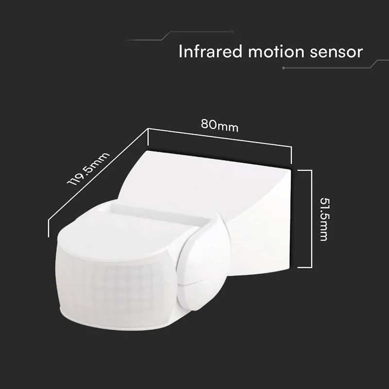 Senzor de Miscare 300W 180GR IP65 - Alb