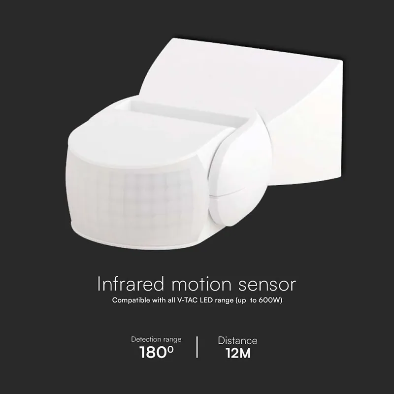 Senzor de Miscare 300W 180GR IP65 - Alb