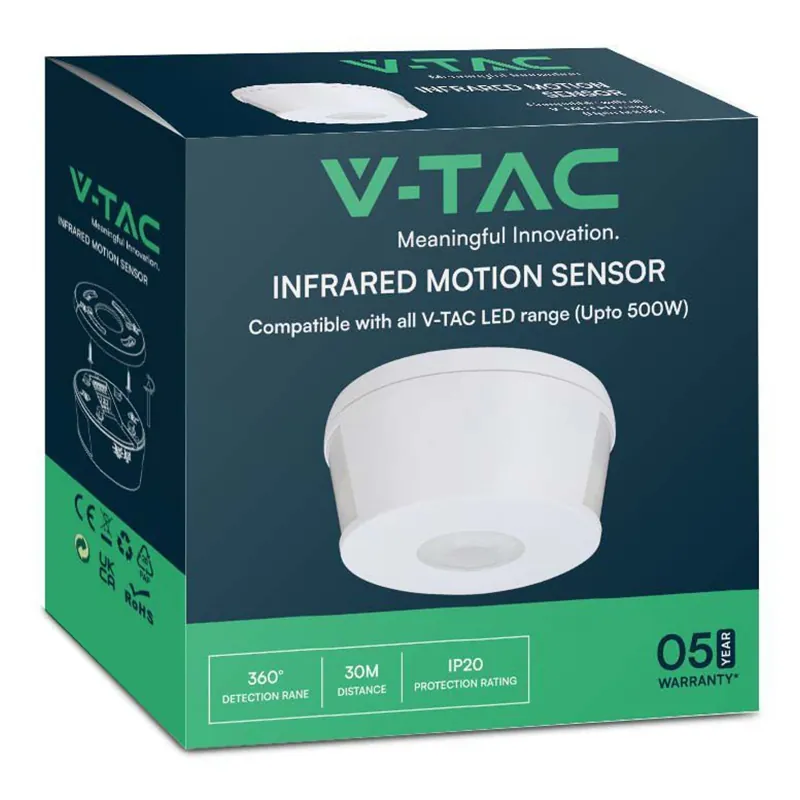 Senzor de Miscare 1000W 360GR IP20 - Alb