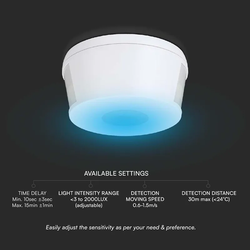 Senzor de Miscare 1000W 360GR IP20 - Alb