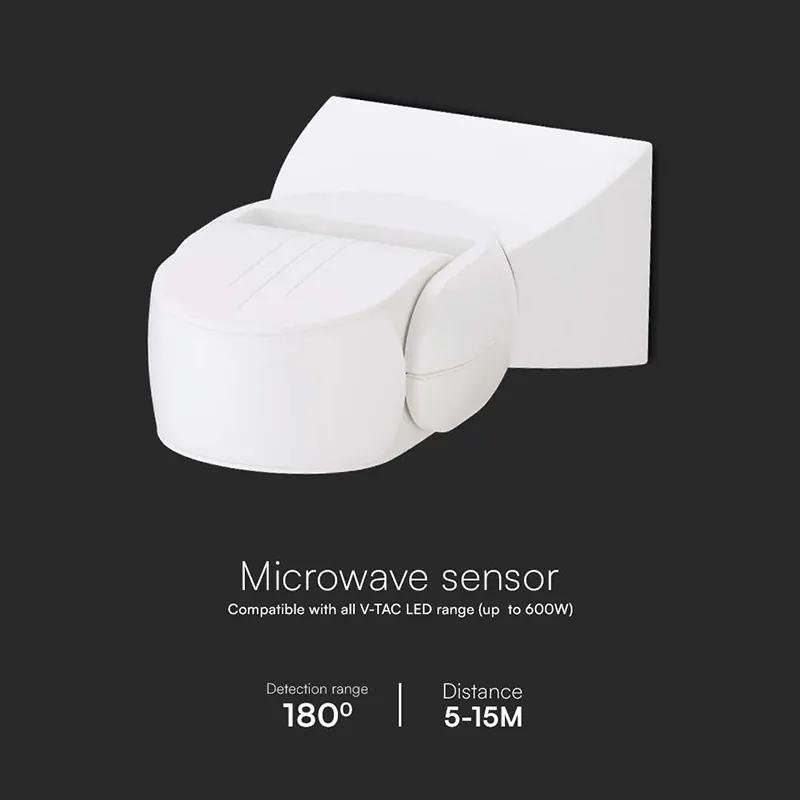 Senzor de Miscare 300W 180GR IP65 - Alb