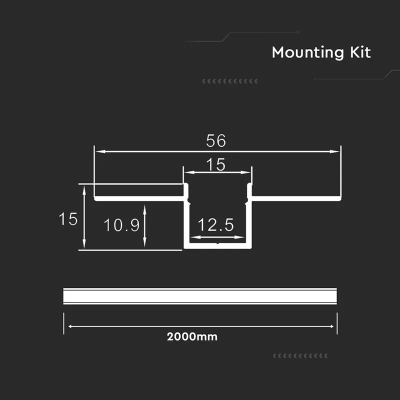 Profil Aluminiu pentru Banda LED 2M 55MM X 15MM