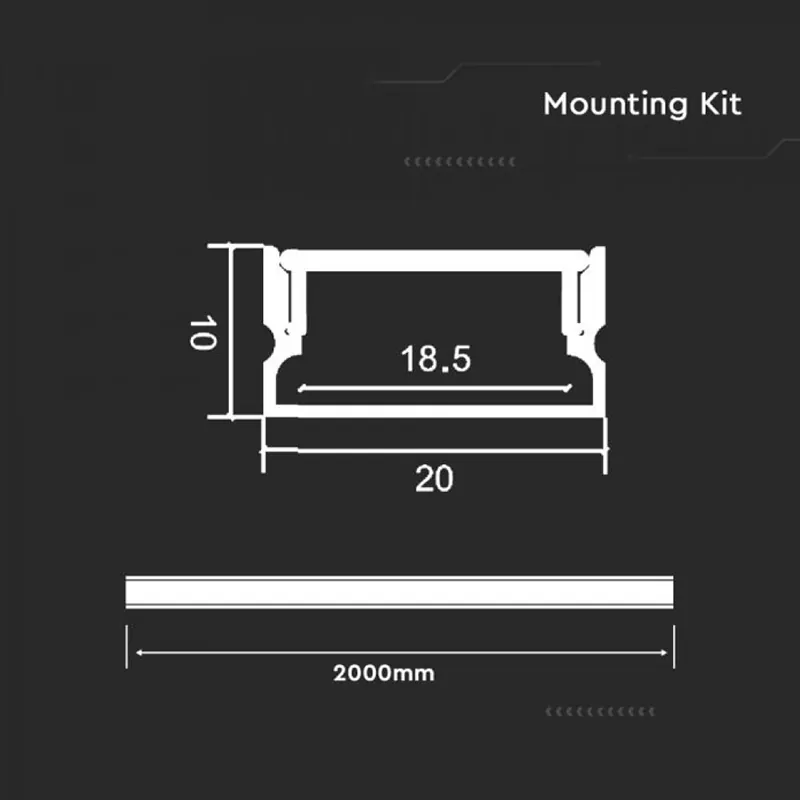 Profil Aluminiu pentru Banda LED 2M 20MM X 10MM