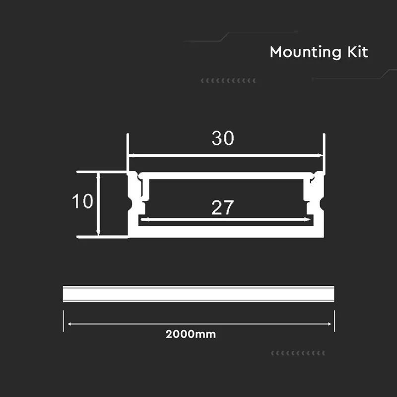 Profil Aluminiu pentru Banda LED 2M 30MM X 10MM