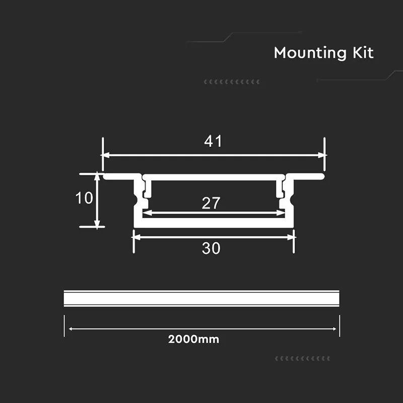 Profil Aluminiu pentru Banda LED 2M 30MM X 10MM