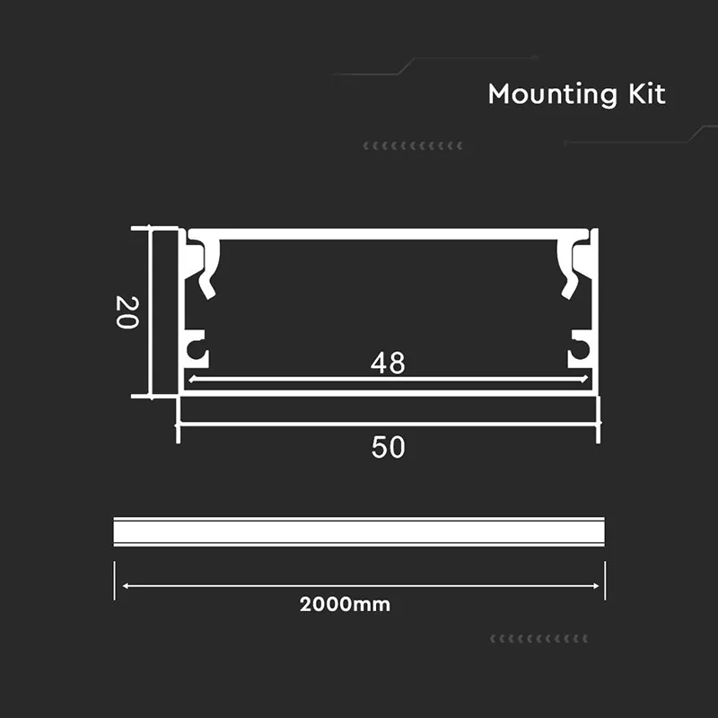 Profil Aluminiu pentru Banda LED 2M 50MM X 20MM