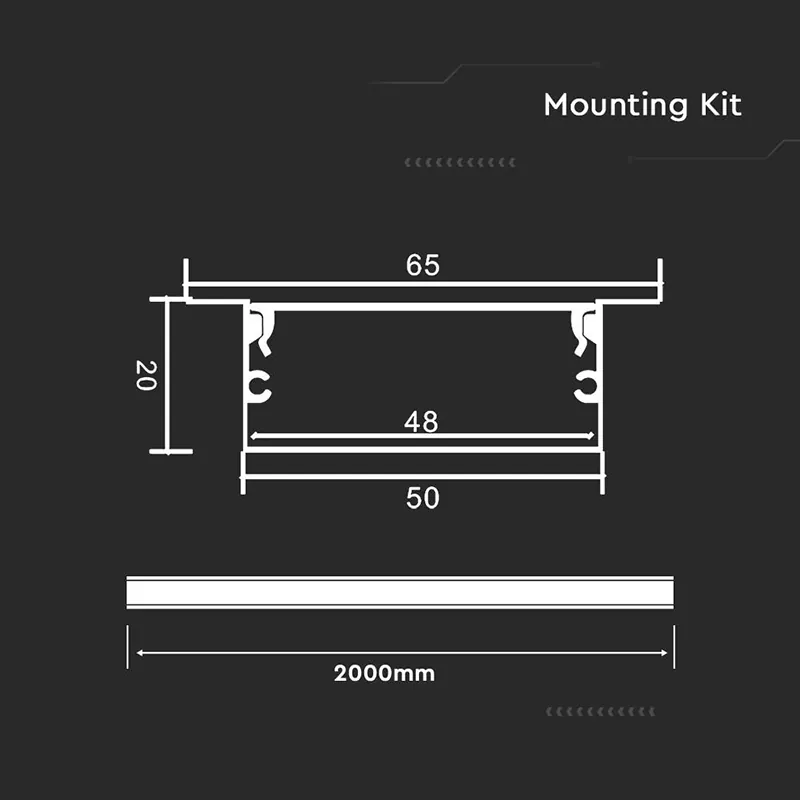 Profil Aluminiu pentru Banda LED 2M 50MM X 20MM