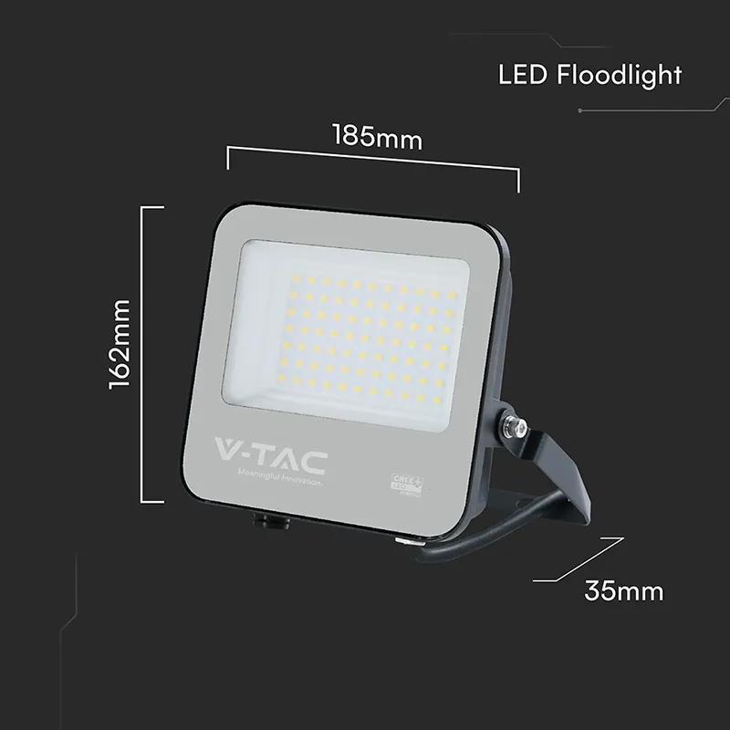 Reflector LED 50W 135LM/W 6500K IP65 Cablu 1M Cip Cree - Negru/Gri