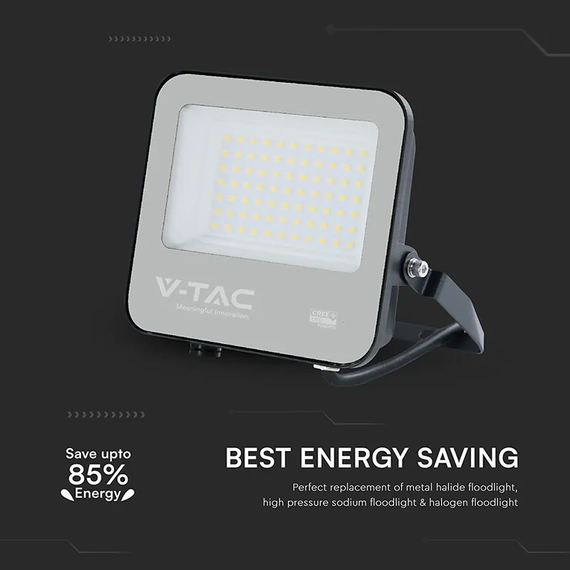 Reflector LED 50W 135LM/W 6500K IP65 Cablu 1M Cip Cree - Negru/Gri