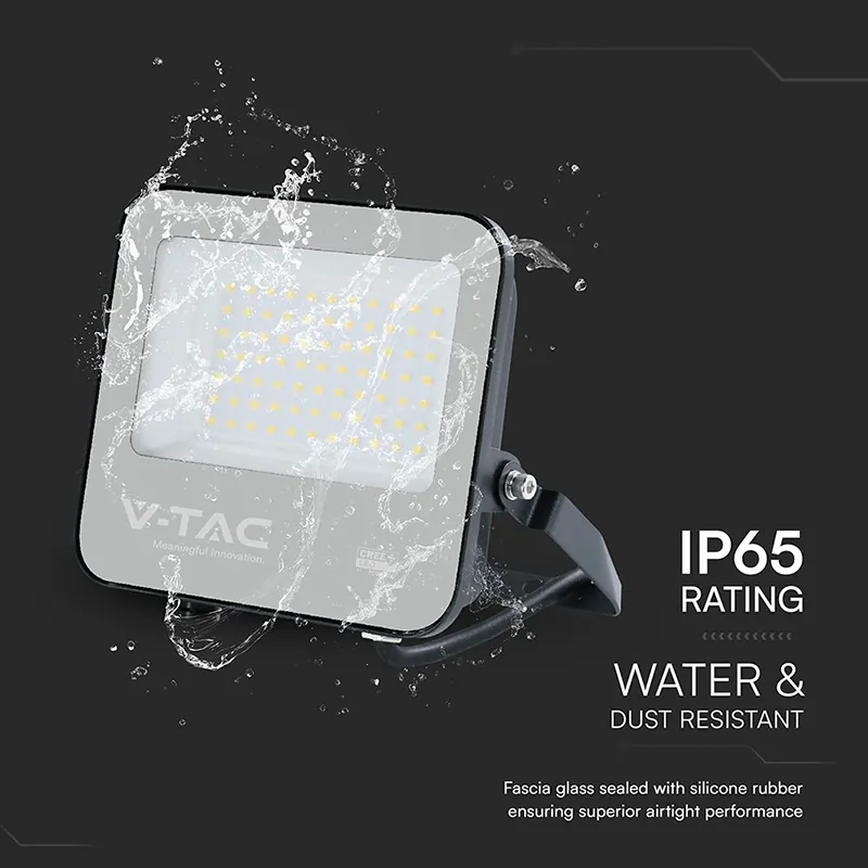 Reflector LED 50W 135LM/W 6500K IP65 Cablu 1M Cip Cree - Negru/Gri