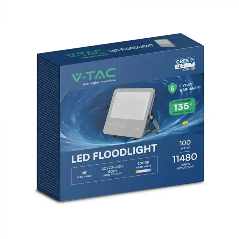Reflector LED 100W 135LM/W 4000K IP65 Cablu 1M Cip Cree - Negru/Gri