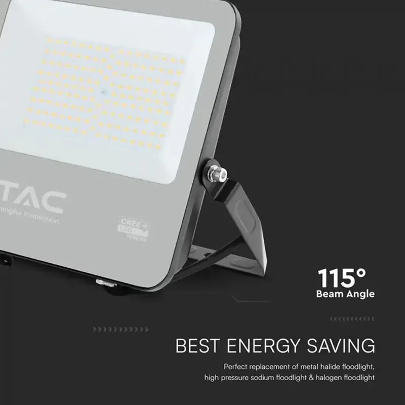 Reflector LED 100W 135LM/W 4000K IP65 Cablu 1M Cip Cree - Negru/Gri