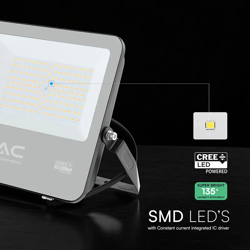 Reflector LED 100W 135LM/W 6500K IP65 Cablu 1M Cip Cree - Negru/Gri