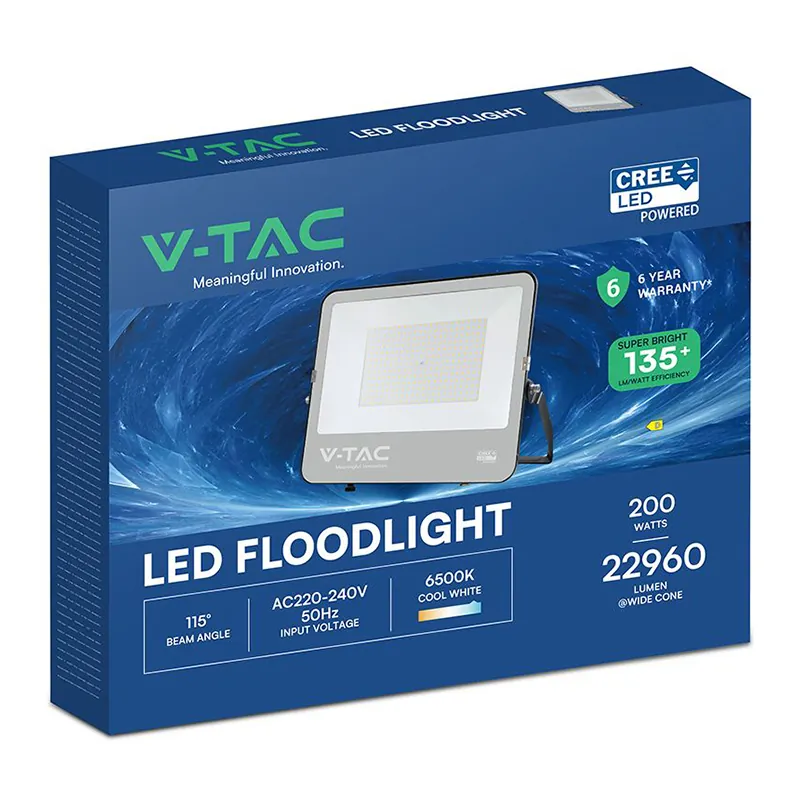Reflector LED 200W 135LM/W 6500K IP65 Cablu 1M Cip Cree - Negru/Gri