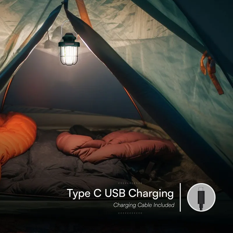 Lampa Camping 3W + 5W Efect Flacara cu Incarcare USB Tip C