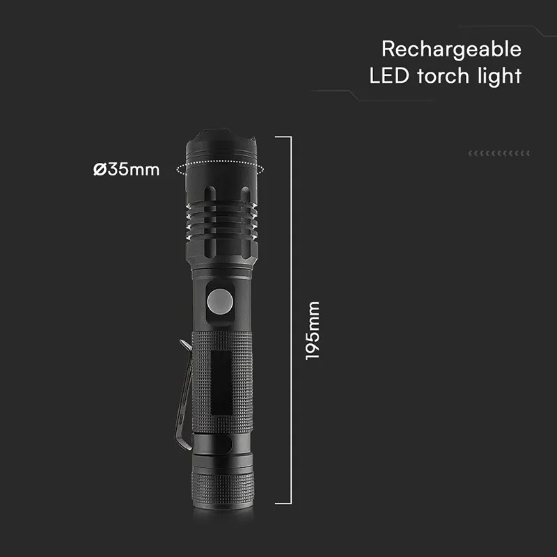 Lanterna LED 10W Aluminiu cu Incarcare USB Tip C