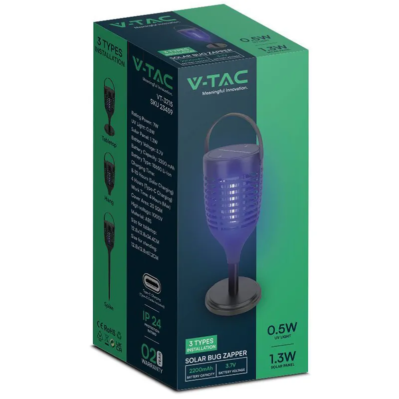 Aparat Aniti-Insecte cu Incarcare Solara 3IN1 1.3W