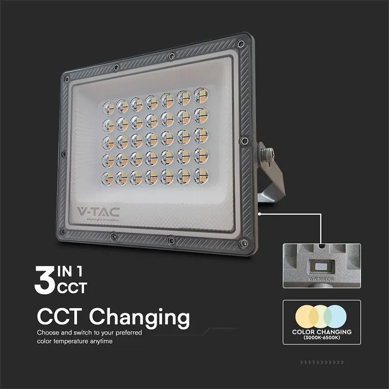 Reflector LED SMD 30W 3IN1 IP65 Cablu - Gri